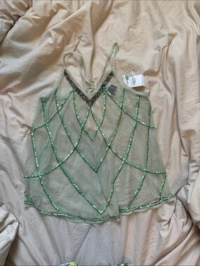 Rue21 Green Sequin Mesh Cami Top